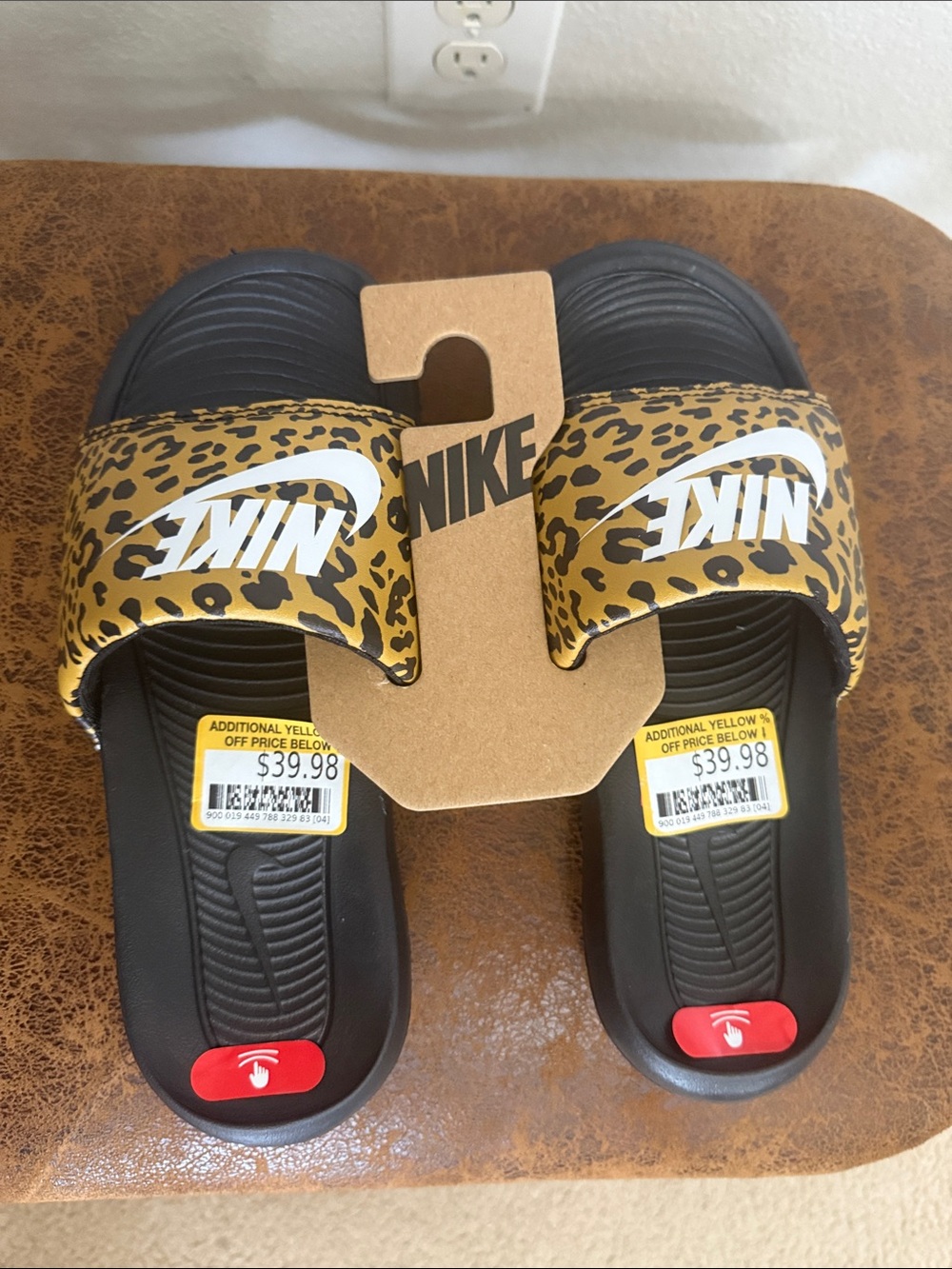 Nike Leopard Print Slide Sandals - Black & Gold
